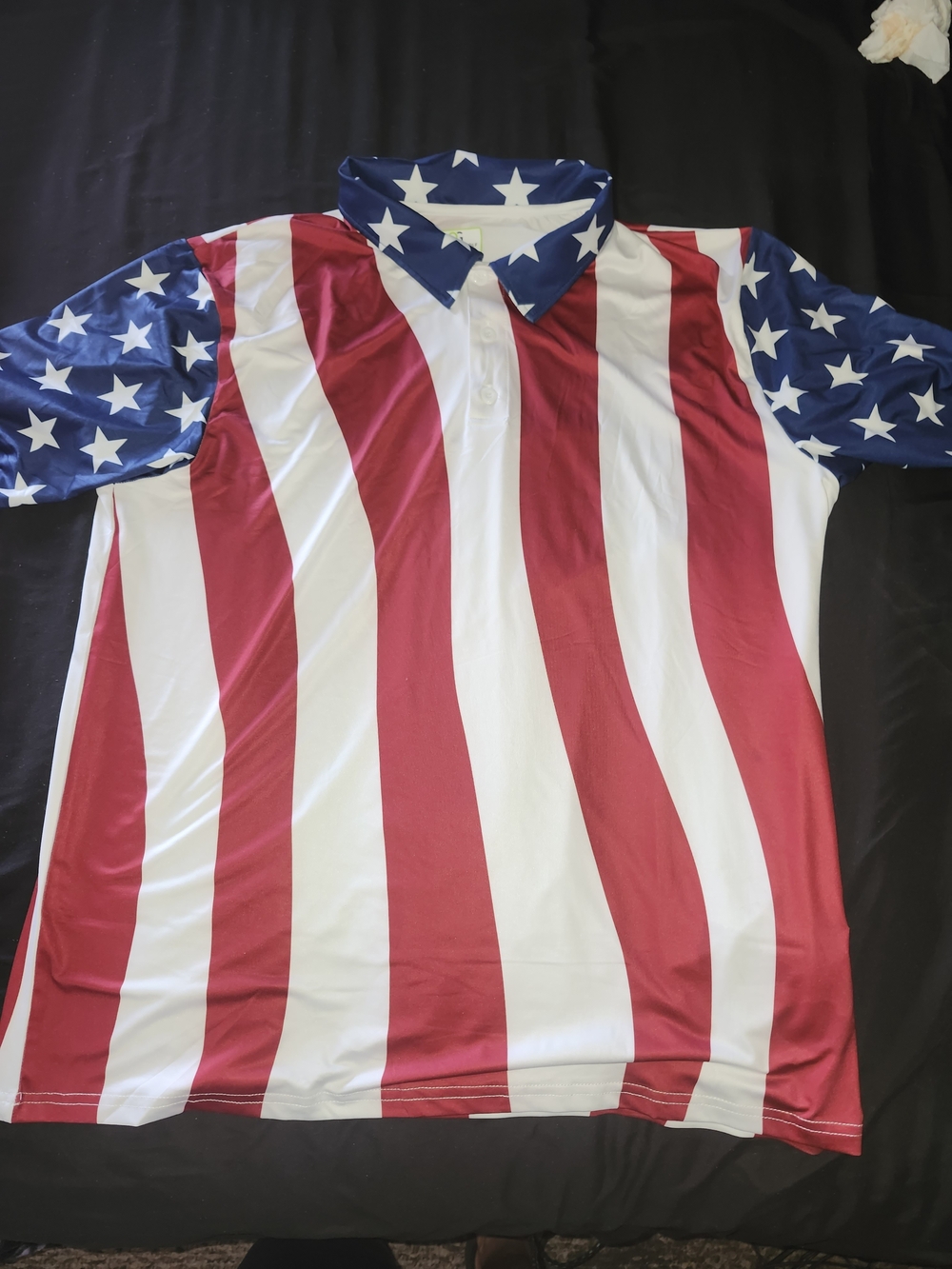 Obnoxious Golf Red, White & Blue Stars & Stripes Polo Shirt L